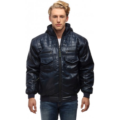Wild Nature Blue Men's Hooded Down Quilted & Bomber Winter Jacket